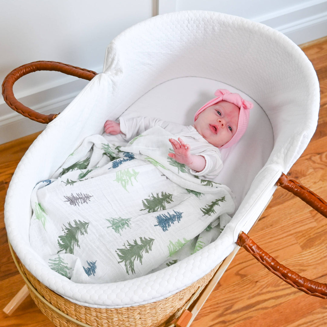 Evergreen Pine Tree Muslin Swaddle Baby Blanket