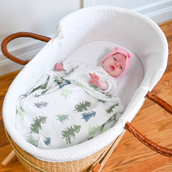 Evergreen Pine Tree Muslin Swaddle Baby Blanket