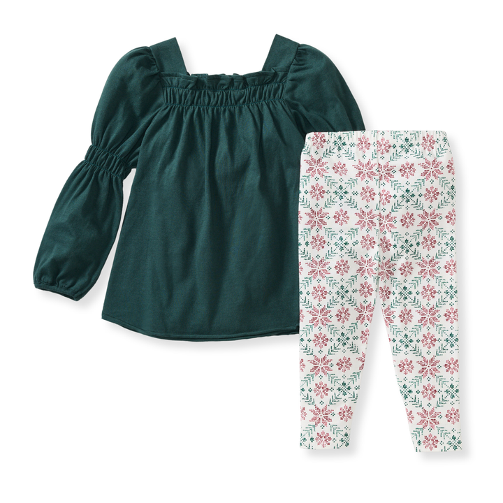 Burt's Bees Baby - Poinsettia Fair Isle Organic Tunic & Pants Set