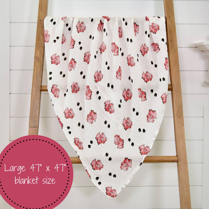 Pig- Oink Oink Muslin Swaddle BAby Blanket