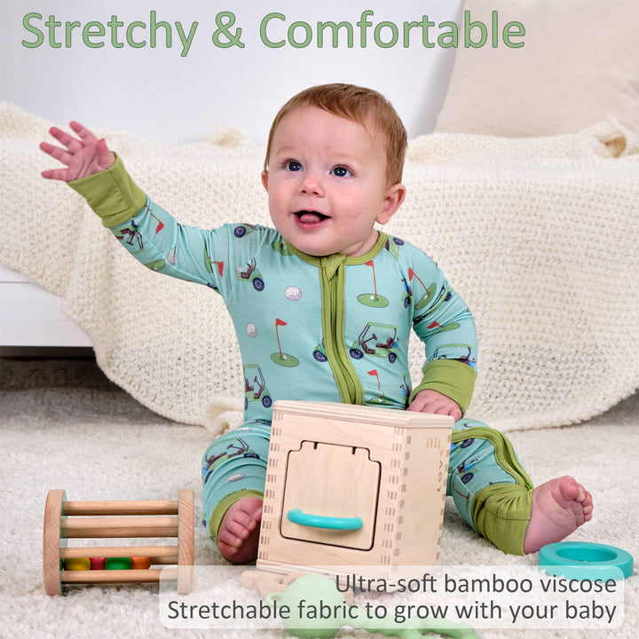 Golf A Round Baby Bamboo Pajamas, 2 Way Zipper Baby Romper: Newborn