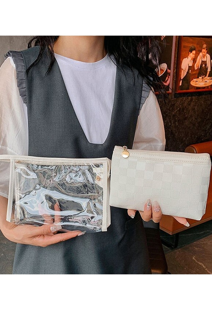 ClearView Chic—2-Piece Textured Travel Pouch Set