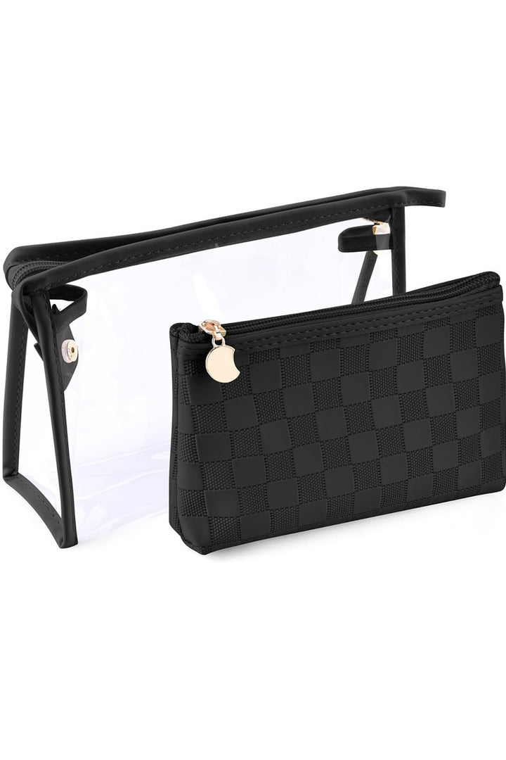 ClearView Chic—2-Piece Textured Travel Pouch Set