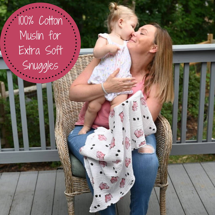Pig- Oink Oink Muslin Swaddle BAby Blanket