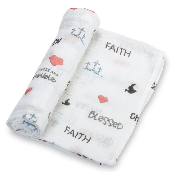 All Things Possible Muslin Swaddle Baby Blanket