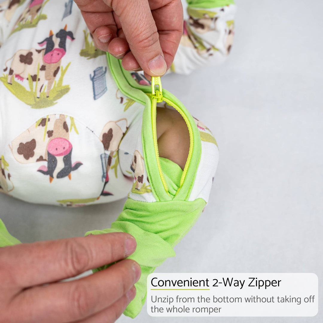 Moo Moo Here Baby Bamboo Pajamas , 2 Way Zipper