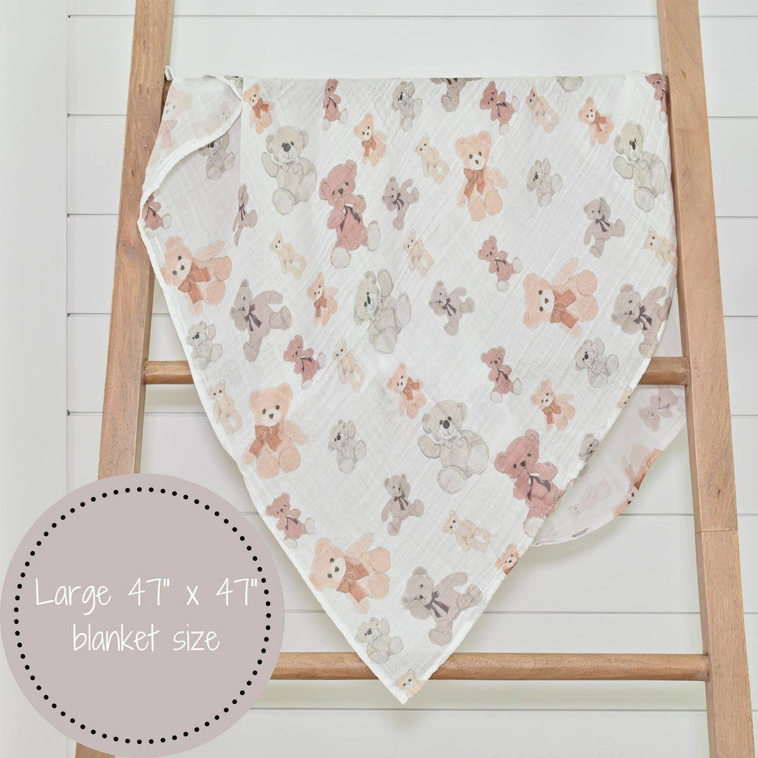 Bear Hugs Baby Muslin Swaddle Blanket
