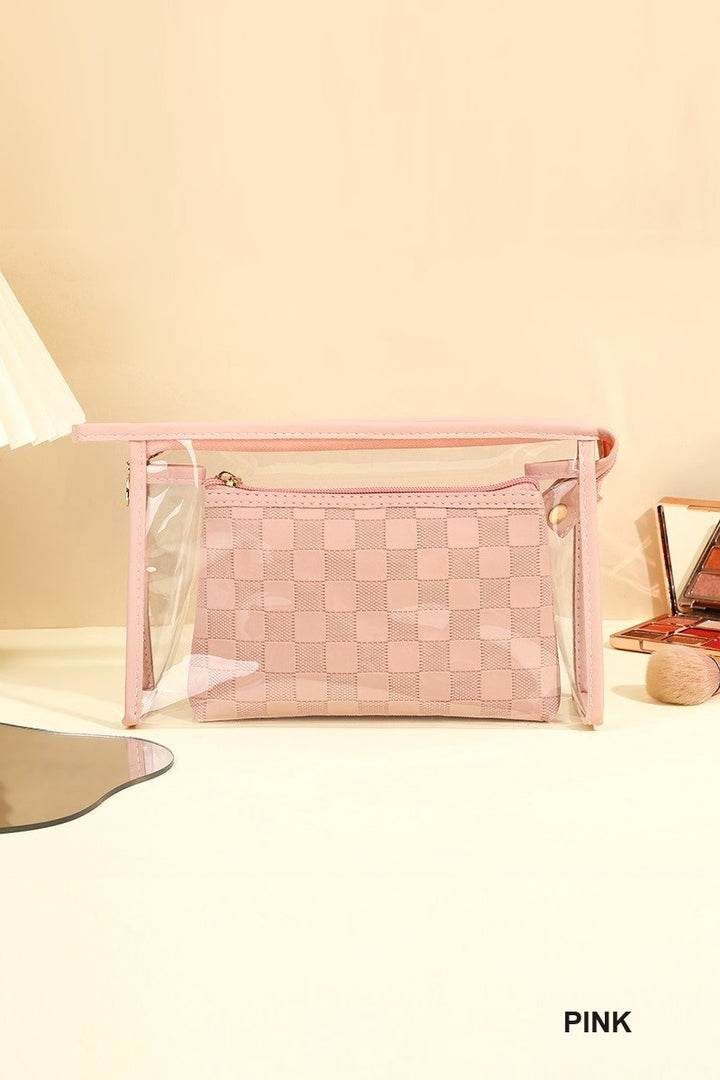 ClearView Chic—2-Piece Textured Travel Pouch Set