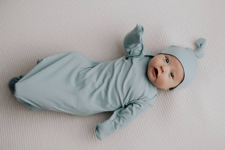 Bamboo - Blue Bird Ribbed Knotted Gown