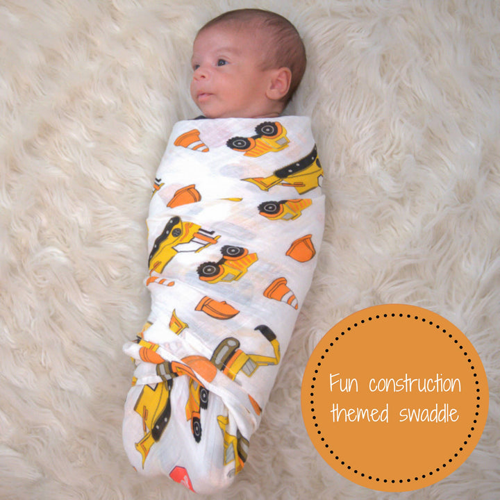 Under Construction Muslin Swaddle Baby Blanket