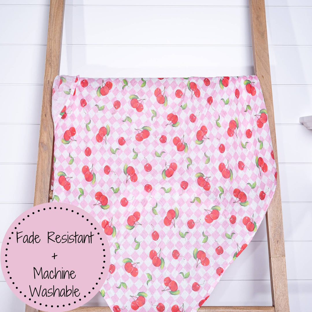 Cherry on Top Baby Muslin Swaddle Blanket