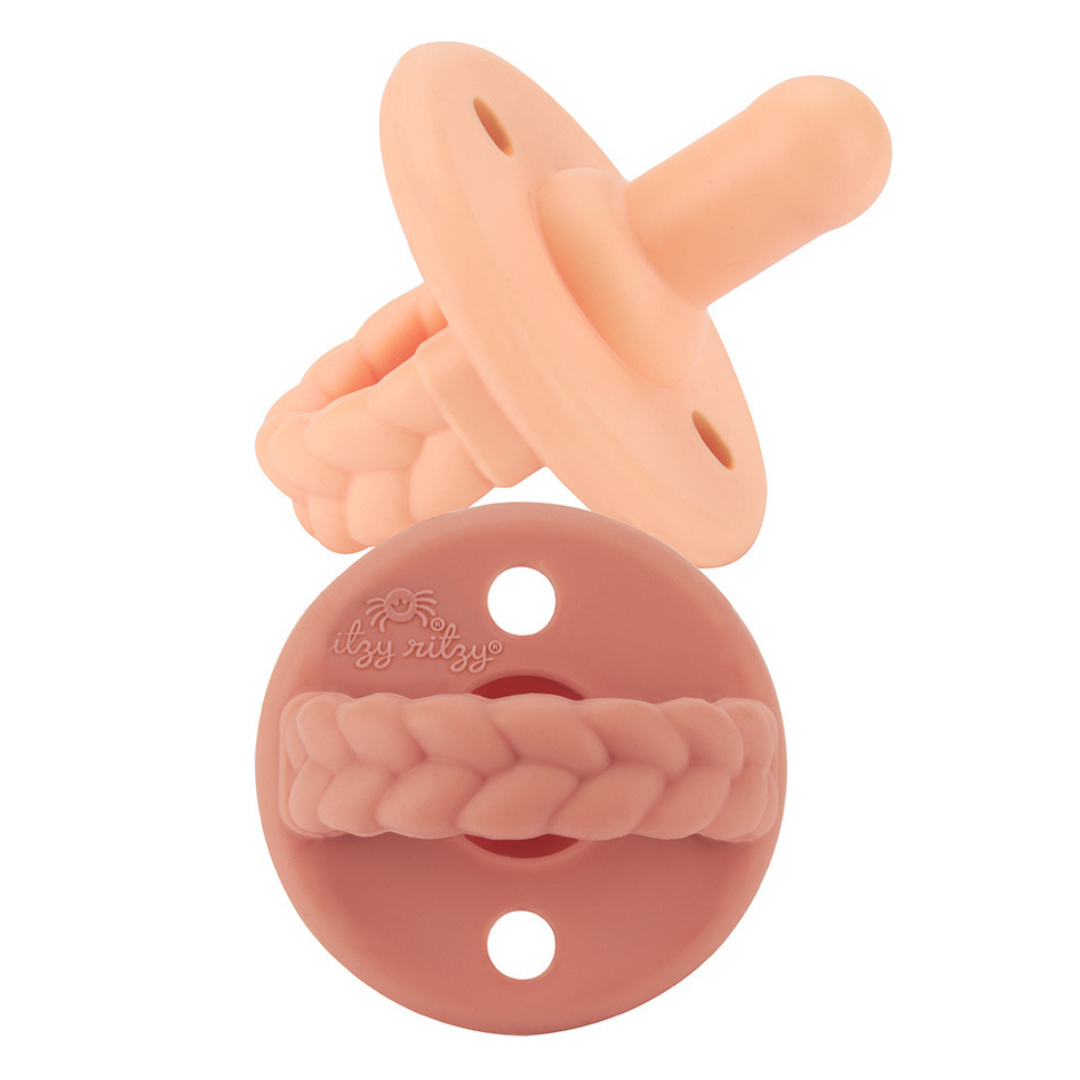 Itzy Ritzy Sweetie Soother™ Pacifier Sets (2-pack): Toast + Buttercream Braids