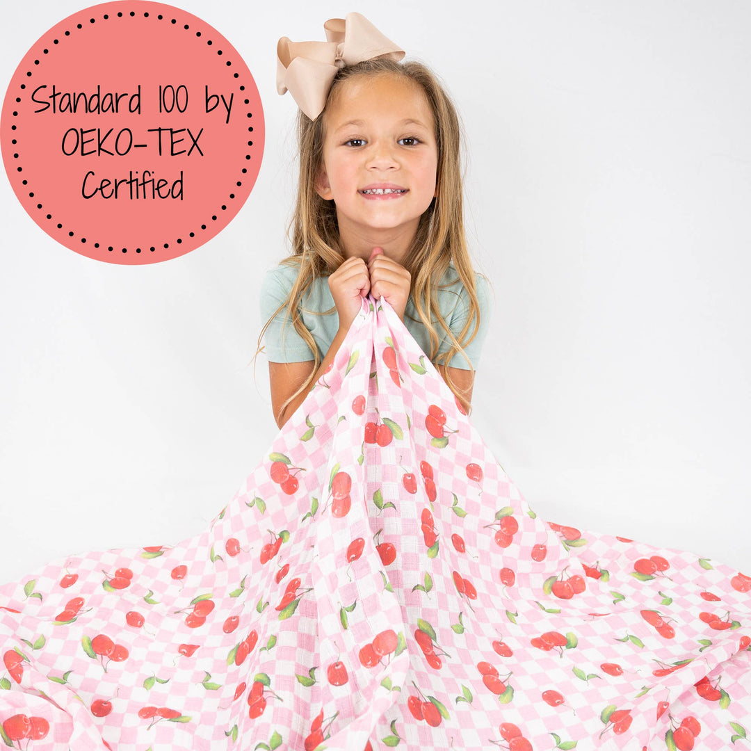 Cherry on Top Baby Muslin Swaddle Blanket