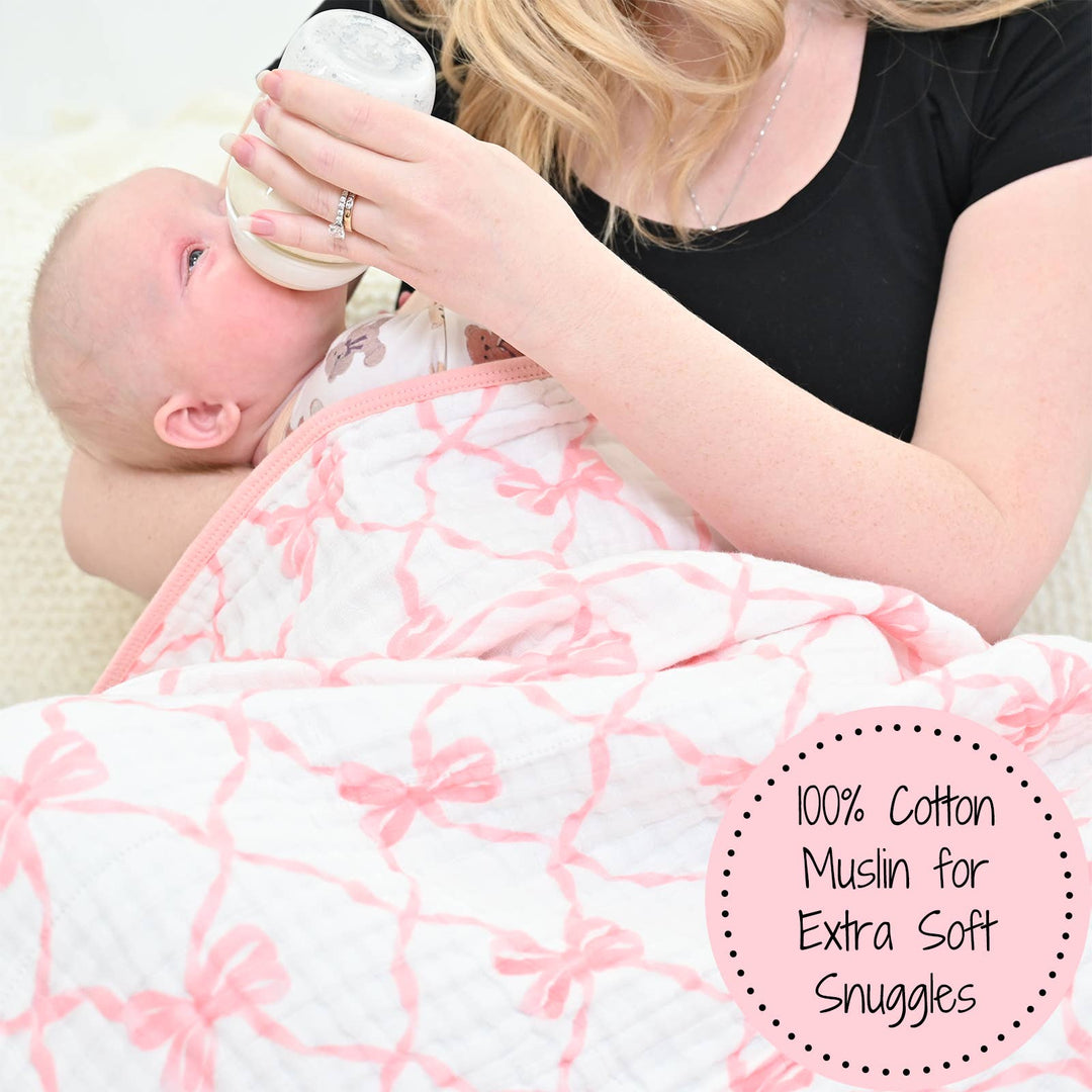 Beautiful Bows Baby Toddler Muslin Quilt