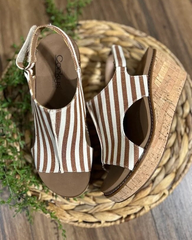 Corkys Ready or Not Tan & White Stripe