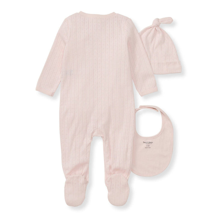 Burt's Bees Baby - Organic Cotton Jumpsuit, Bib & Hat 3 Piece Set - Ranunculus