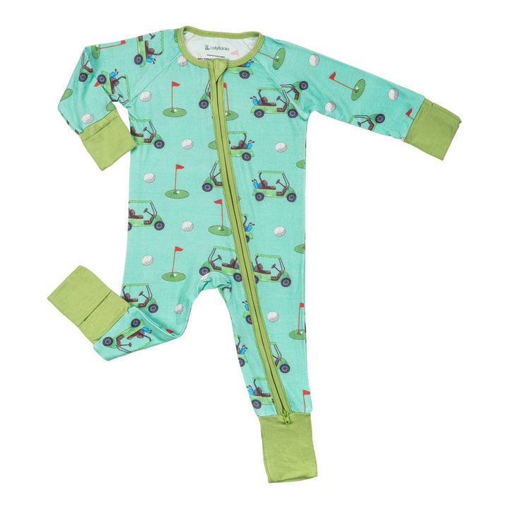 Golf A Round Baby Bamboo Pajamas, 2 Way Zipper Baby Romper: Newborn