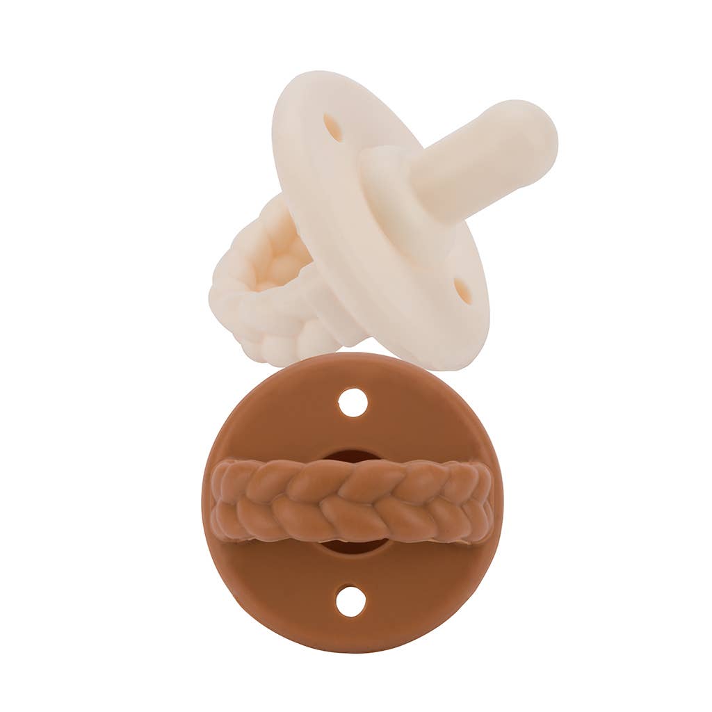Itzy Ritzy Sweetie Soother™ Pacifier Sets (2-pack): Toast + Buttercream Braids