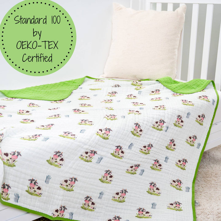 Moo Moo Here Farm Theme Baby Toddler Muslin Quilt