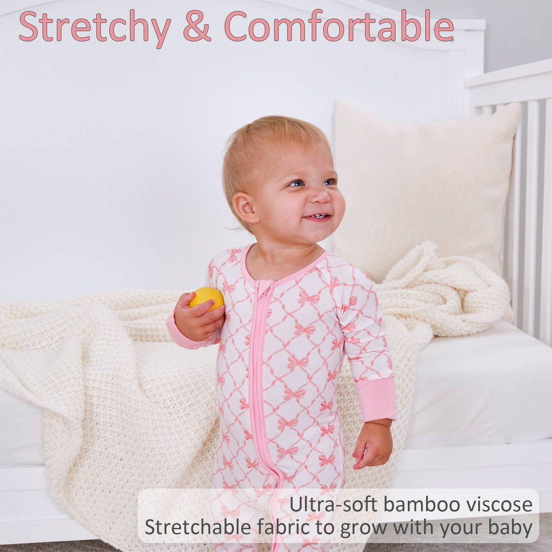 Beautiful Bows Bamboo Baby Sleeper Pajamas