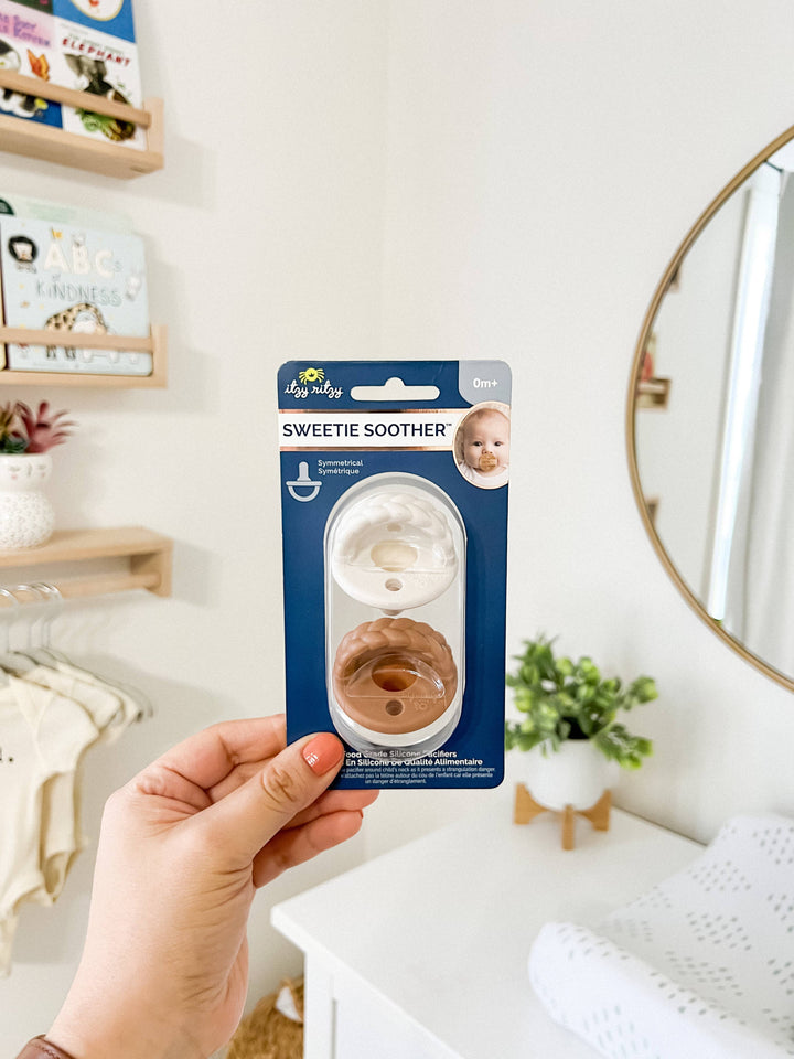 Itzy Ritzy Sweetie Soother™ Pacifier Sets (2-pack): Toast + Buttercream Braids