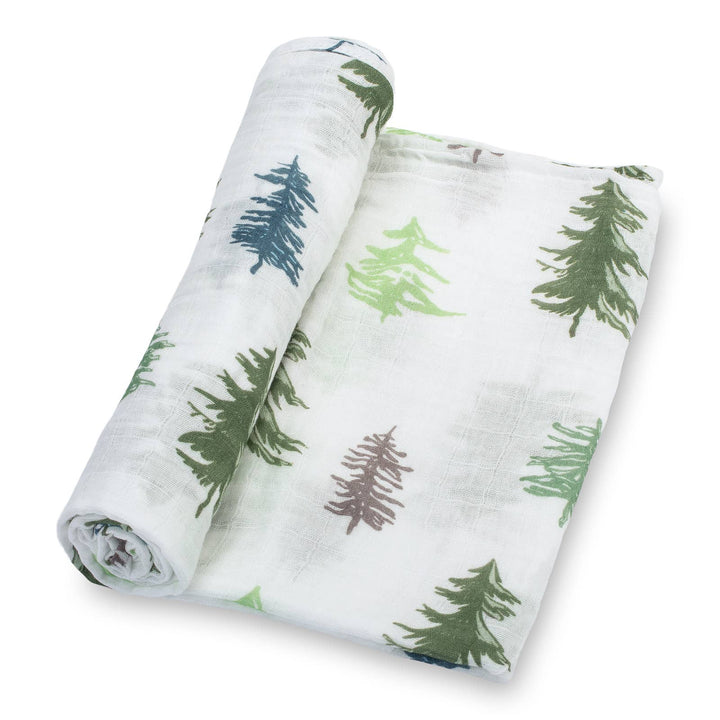Evergreen Pine Tree Muslin Swaddle Baby Blanket