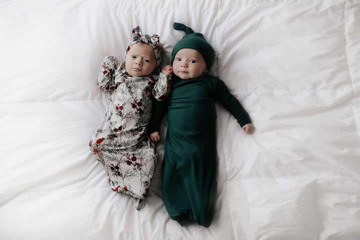 Bamboo - Ribbed Forest Green Ribbed Knotted Gown