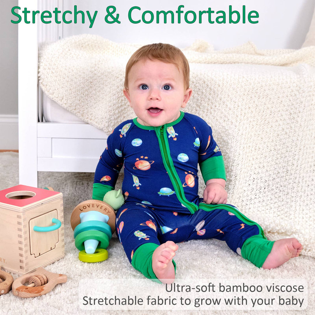 Beyond Space Baby Bamboo Pajamas, 2 Way Zipper
