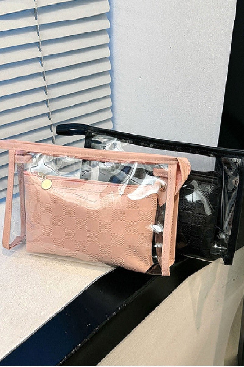 ClearView Chic—2-Piece Textured Travel Pouch Set