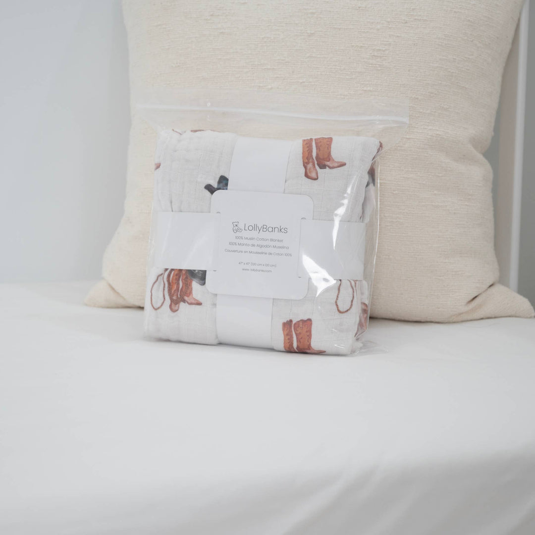 Life Is Better In Boots Western Baby Toddler Muslin Quilt