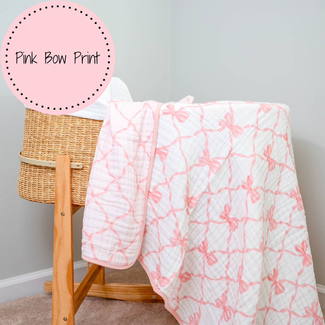 Beautiful Bows Baby Toddler Muslin Quilt