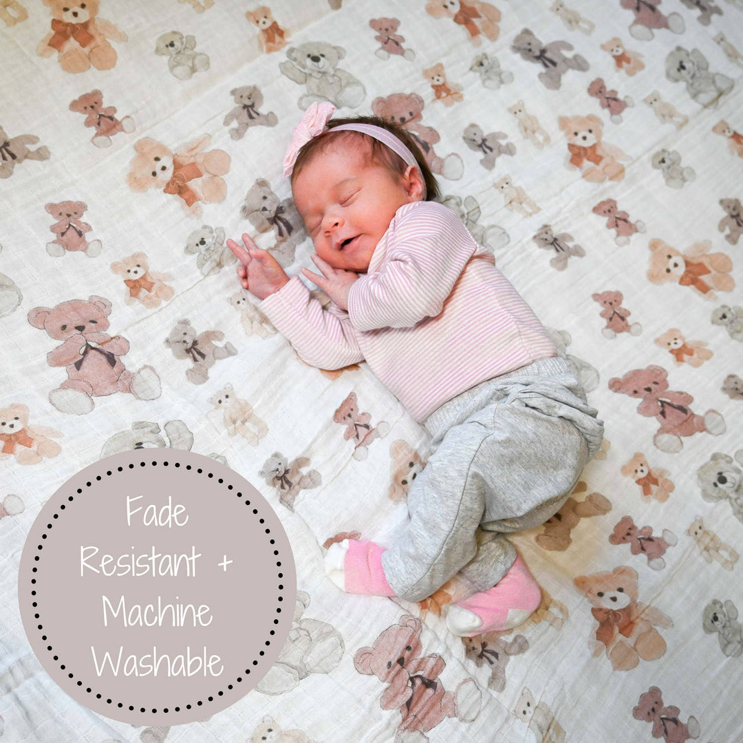 Bear Hugs Baby Muslin Swaddle Blanket