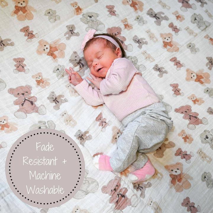 Bear Hugs Baby Muslin Swaddle Blanket