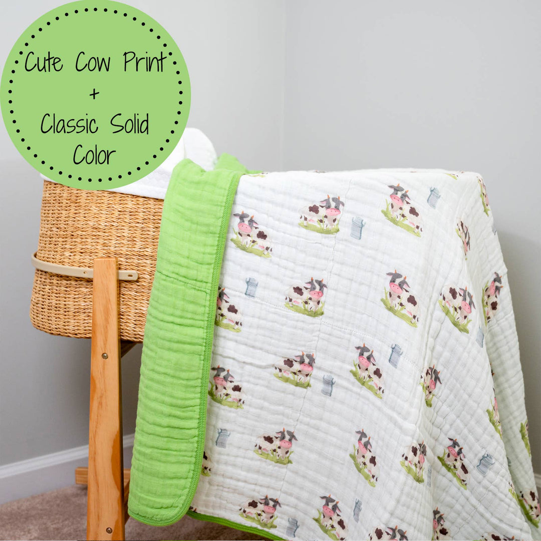 Moo Moo Here Farm Theme Baby Toddler Muslin Quilt