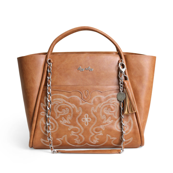 Itzy Ritzy - *NEW* Nash Saddle Boss Tote™ - Western Vegan Leather Tote