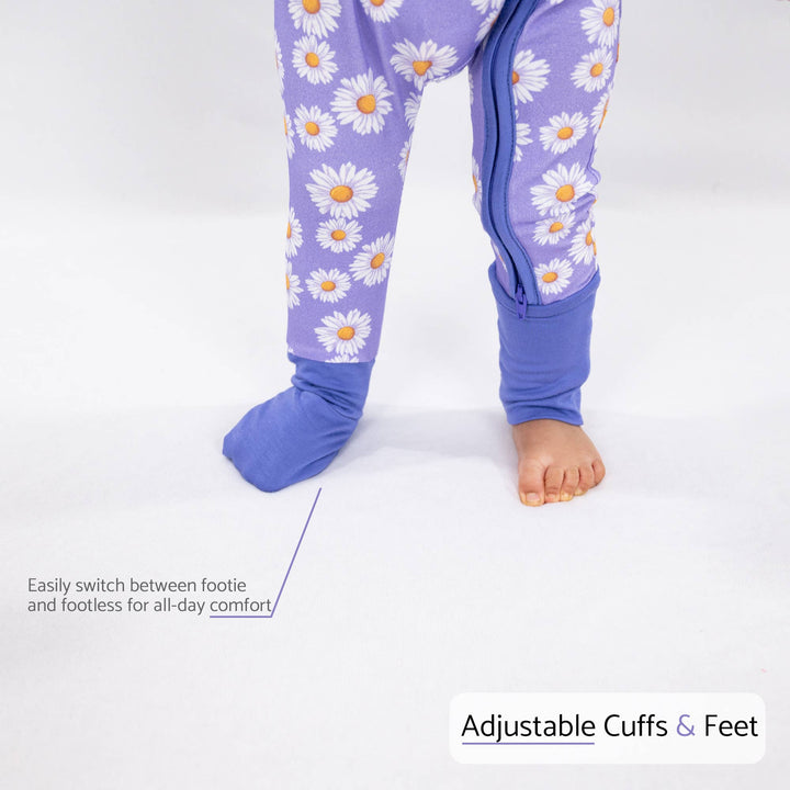 Beautiful Daisy Baby Bamboo Pajamas, 2-Way Zipper Romper