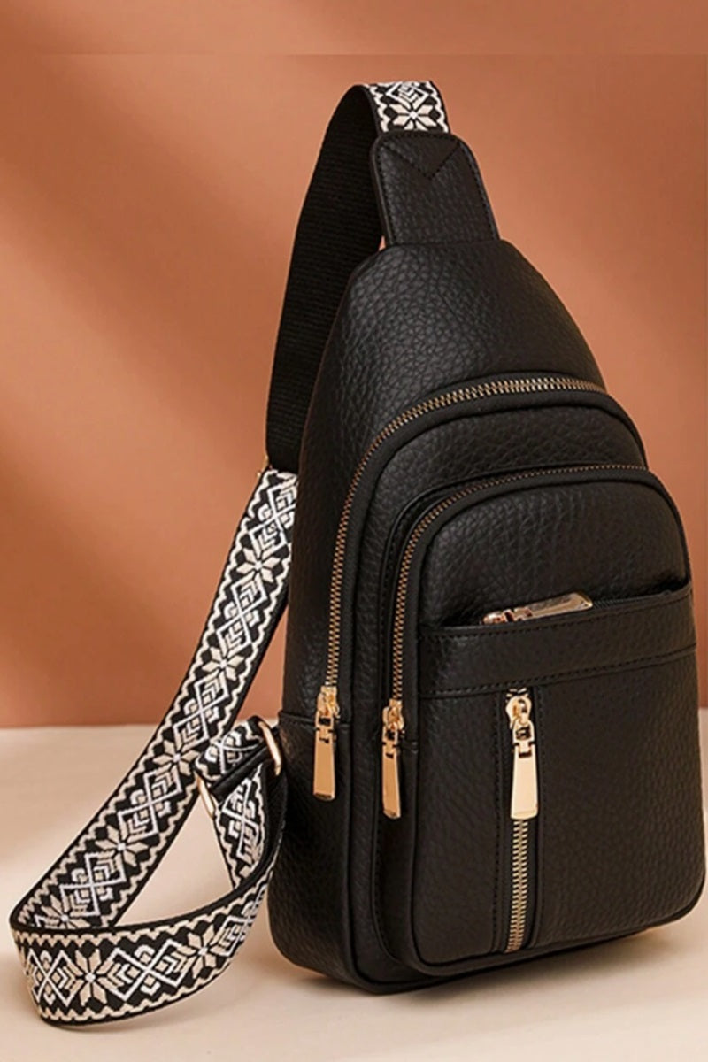 Quick-Change 2-Piece Textured Sling Crossbody (Bag + Strap)