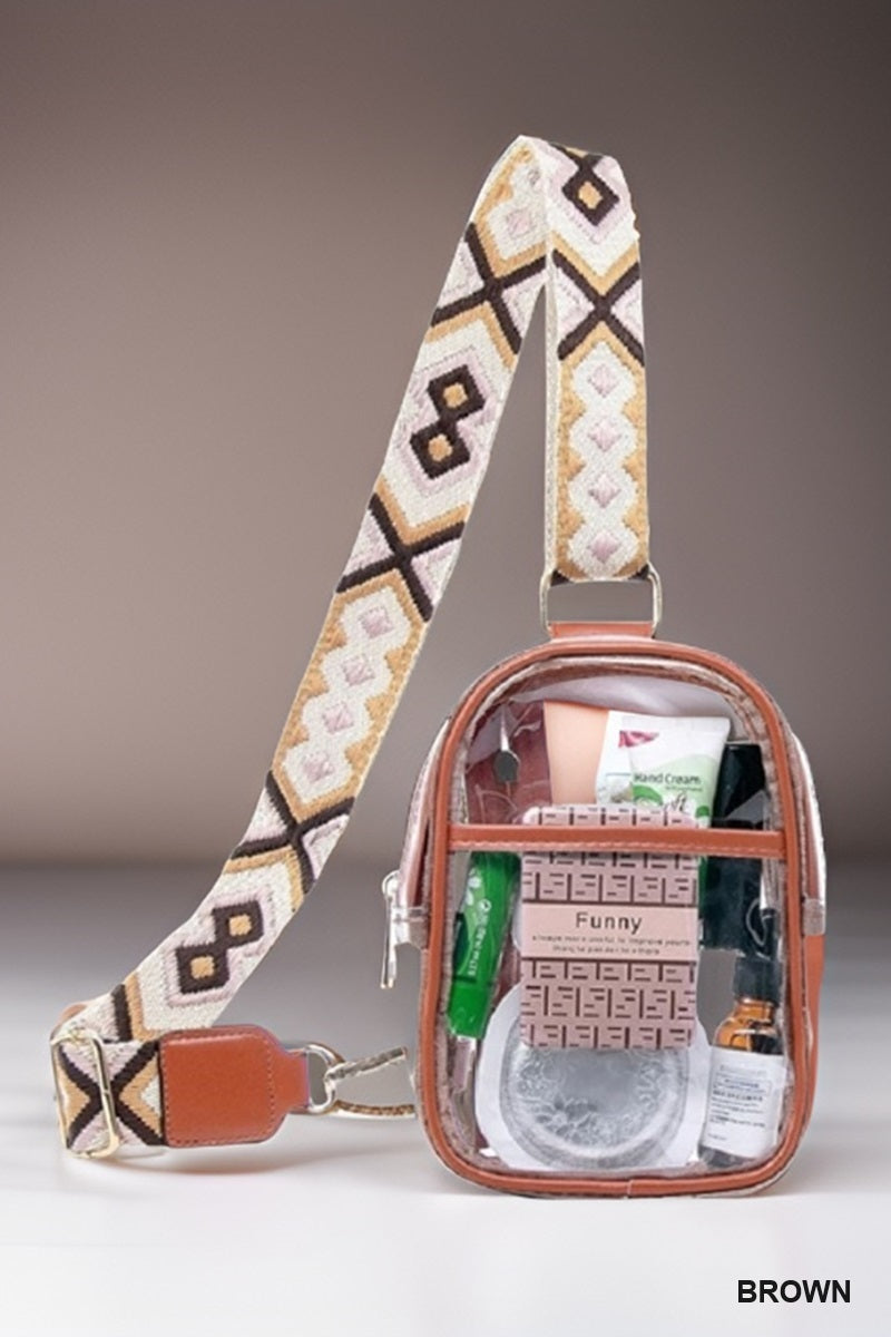 Crystal-Clear Mini Sling — Guitar Pattern Strap Edition 🎒✨