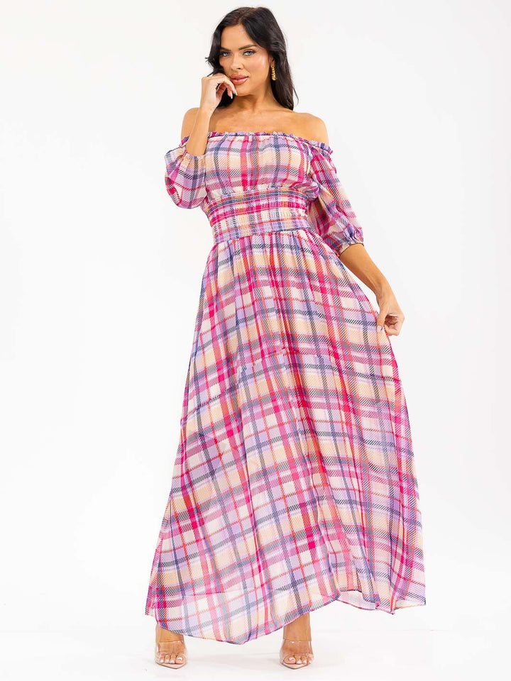 Sunset Bloom Plaid Smocked Maxi Dress – Azalea & Me