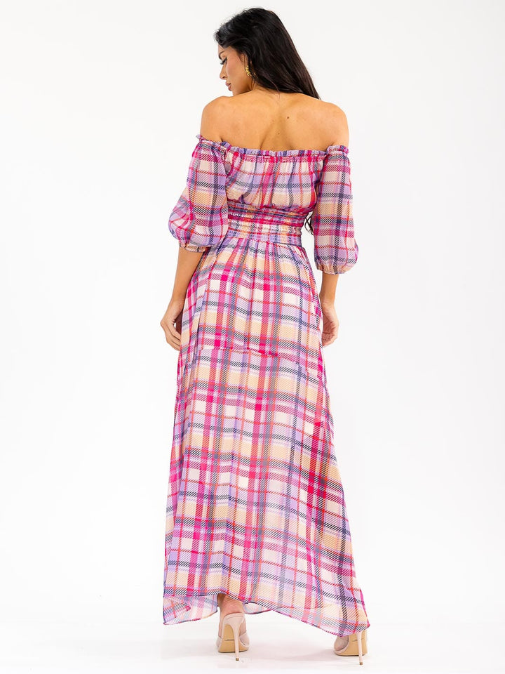 Sunset Bloom Plaid Smocked Maxi Dress – Azalea & Me