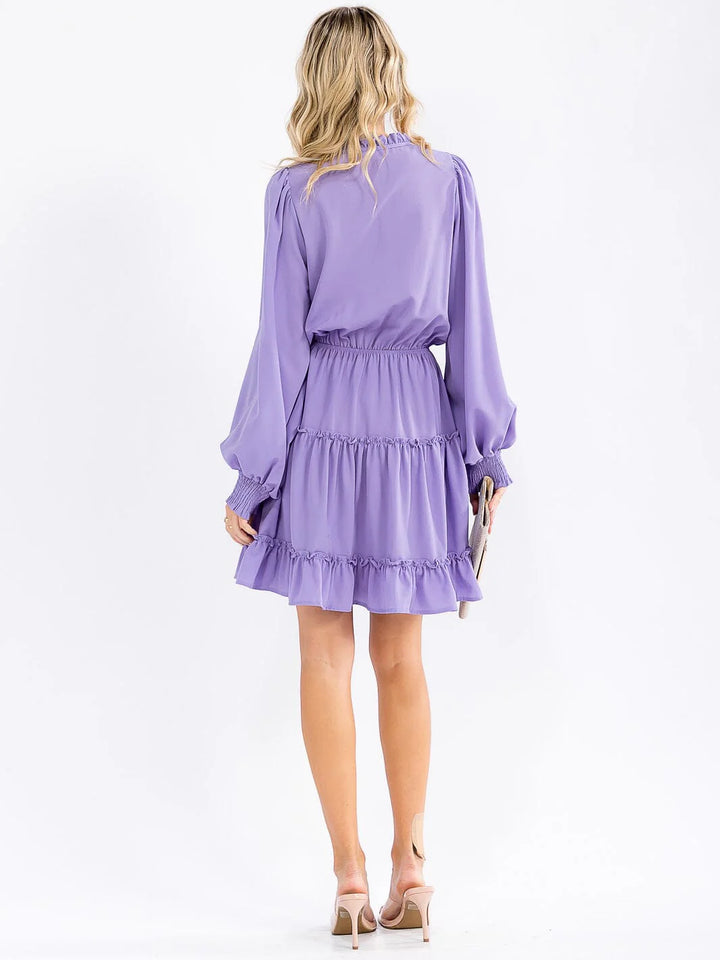 Vine & Love Lavender Chiffon Tiered Dress with Smocked Waist