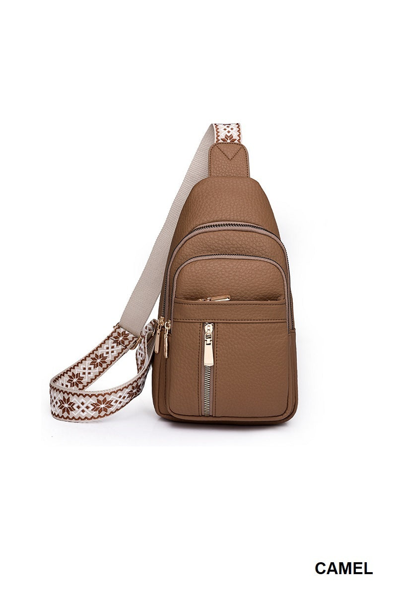 Quick-Change 2-Piece Textured Sling Crossbody (Bag + Strap)