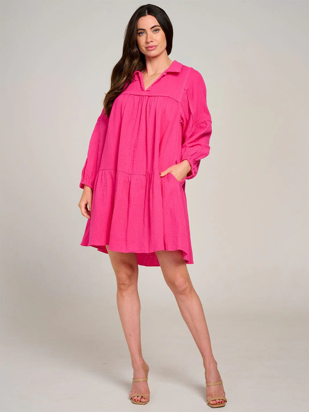 Ces Femme “Sea Breeze” Tiered Gauze Dress – Mint Green