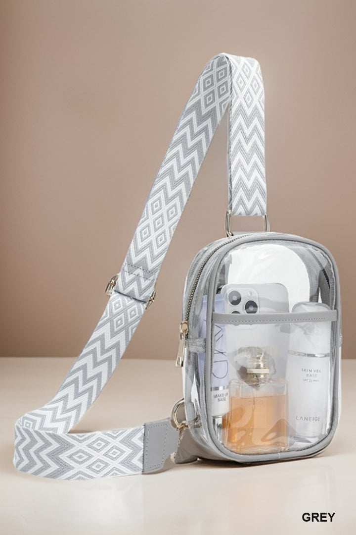 Crystal-Clear Mini Sling — Guitar Pattern Strap Edition 🎒✨