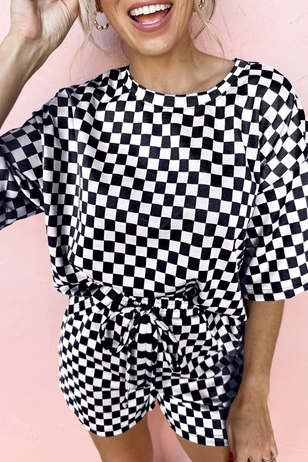 Check Me Out Lounge Set – Black & White Checkerboard Two-Piece