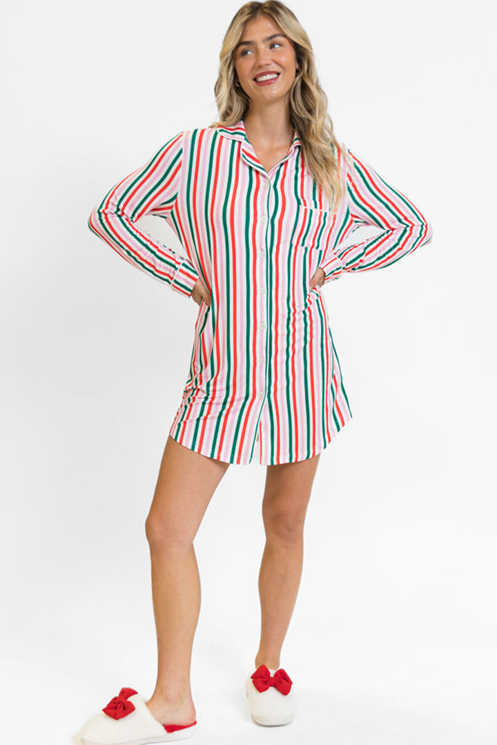 🎅 Luke & Estelle “Merry Morning Striped Nightshirt” – Cozy Christmas Comfort ❤️💚