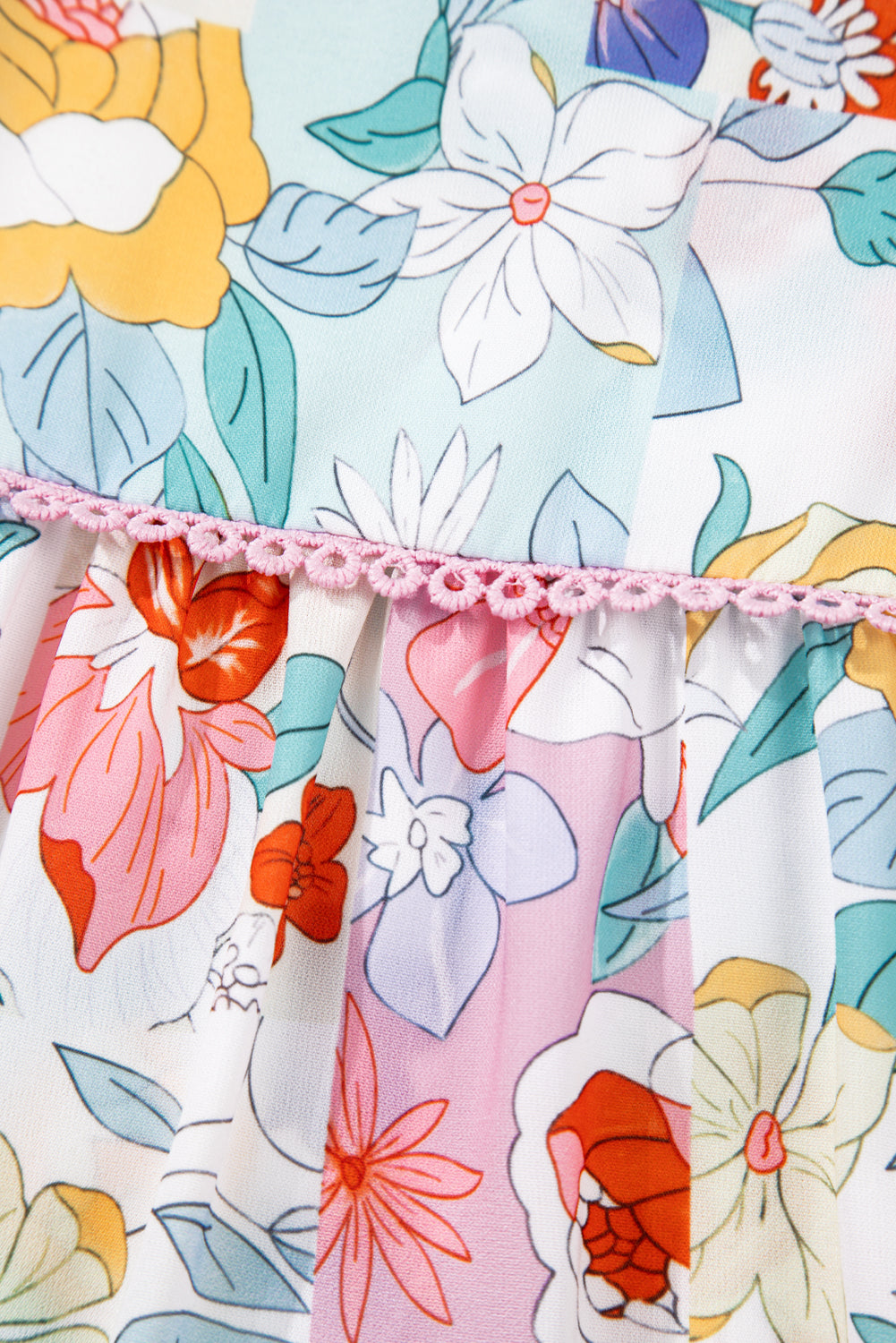 🌸 Confetti Garden Crochet-Trim Blouse