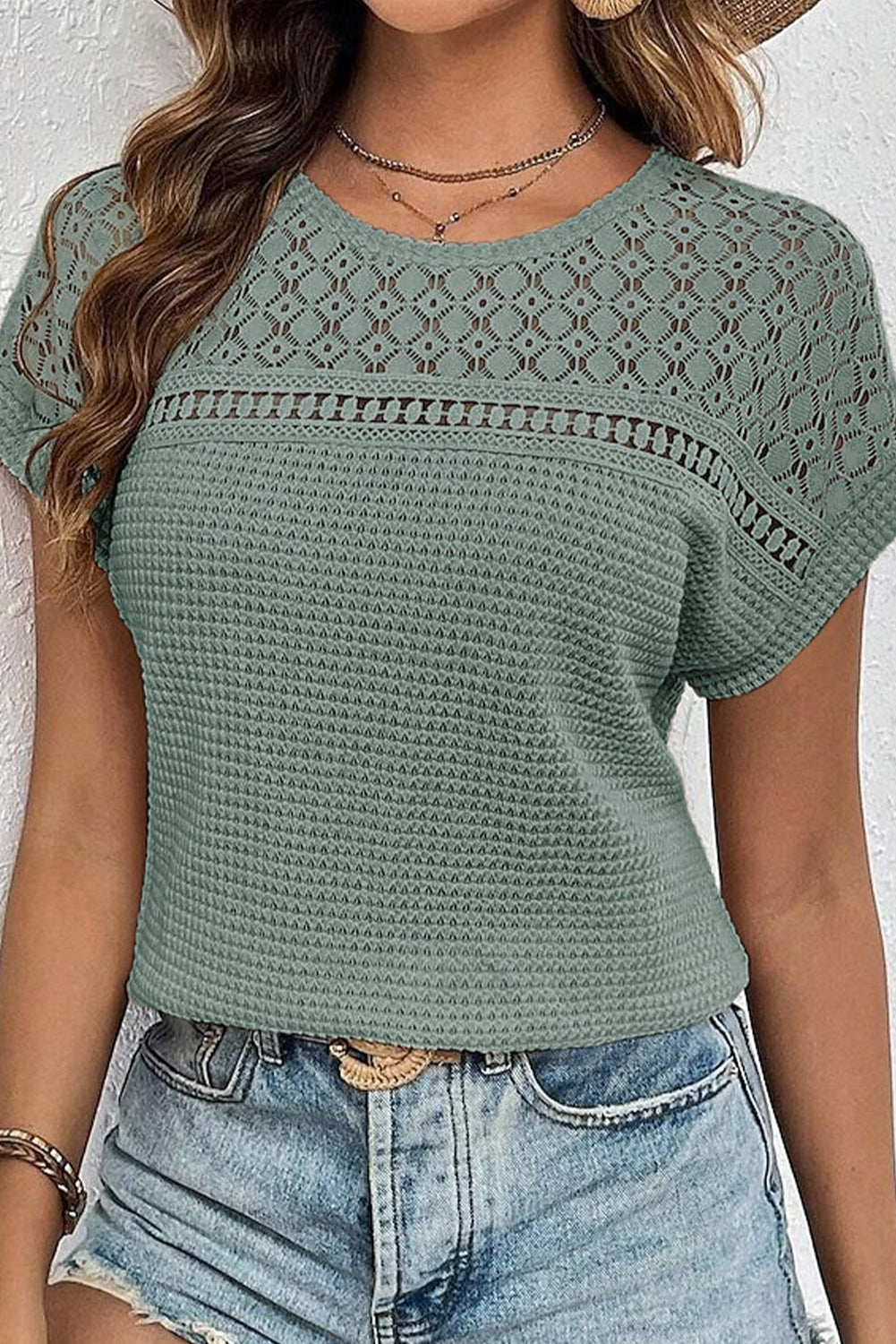 Willow Breeze Crochet Top – Waffle Knit Texture Meets Boho Chic