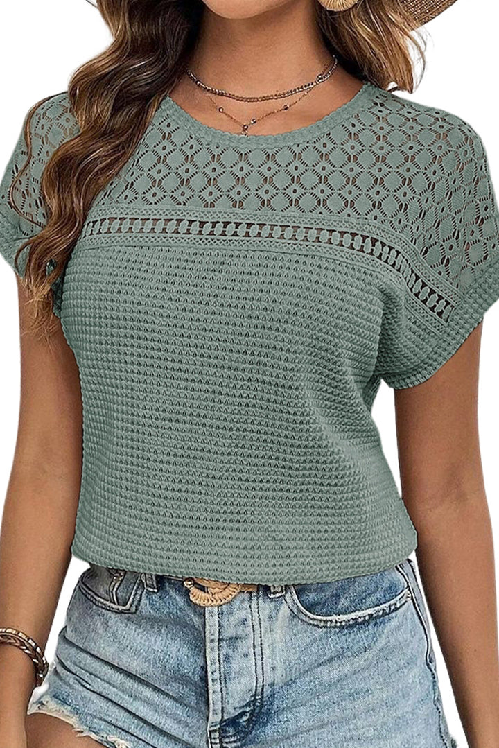 Willow Breeze Crochet Top – Waffle Knit Texture Meets Boho Chic