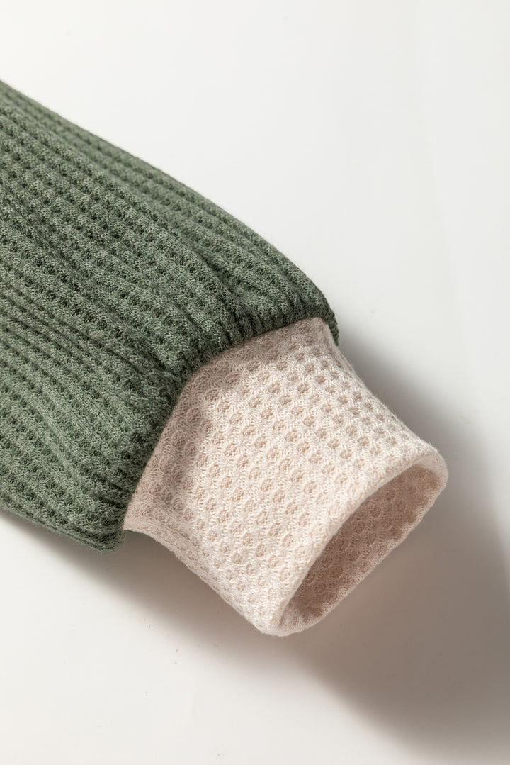 Weekend Rally Waffle Raglan – Forest & Ivory 🌿🤍